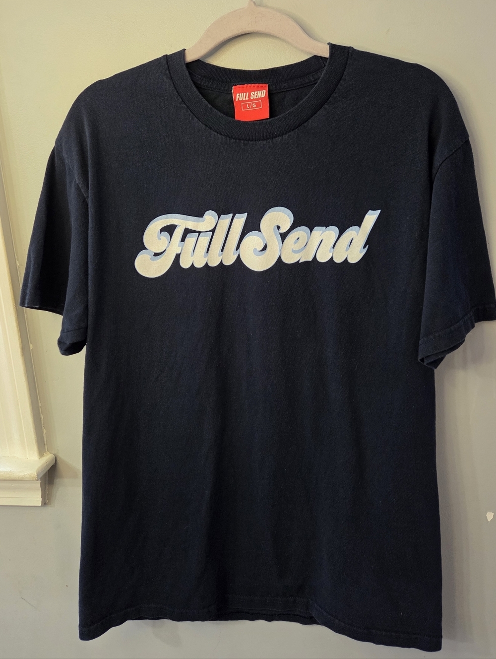 Fullsend Mens Size Large T-Shirt Navy Cursive Logo Nelk Boys Graphic Tee